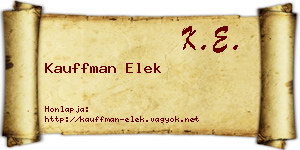 Kauffman Elek névjegykártya